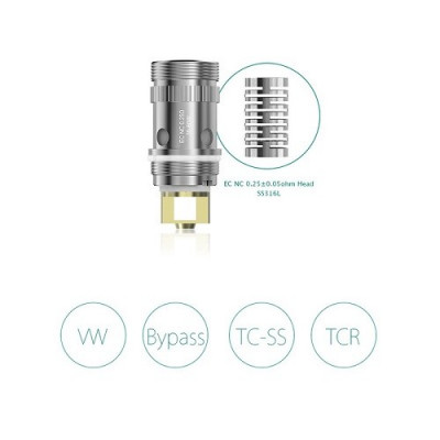 Resistenza di Ricambio ELEAF EC NC - 0.25 ohm per Atomizzatori della Serie Melo, iJust 2, iJust S e Lemo 3